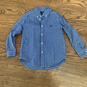 Ralph Lauren boys long sleeve collared blue plaid dress shirt size 6
